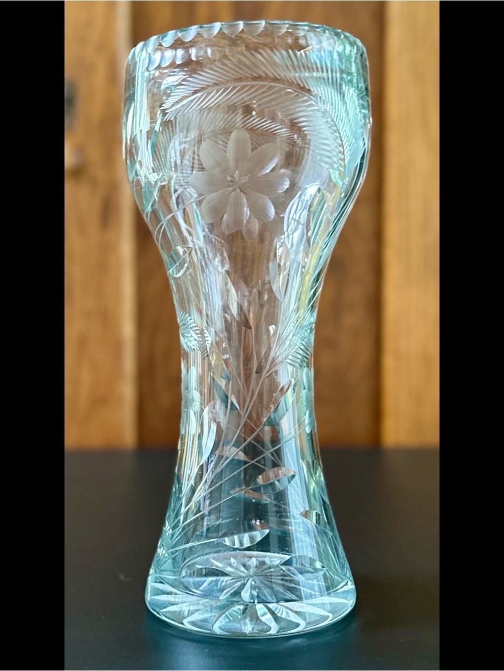 Antique Cut Crystal Floral Vase - Elegant Home Accent